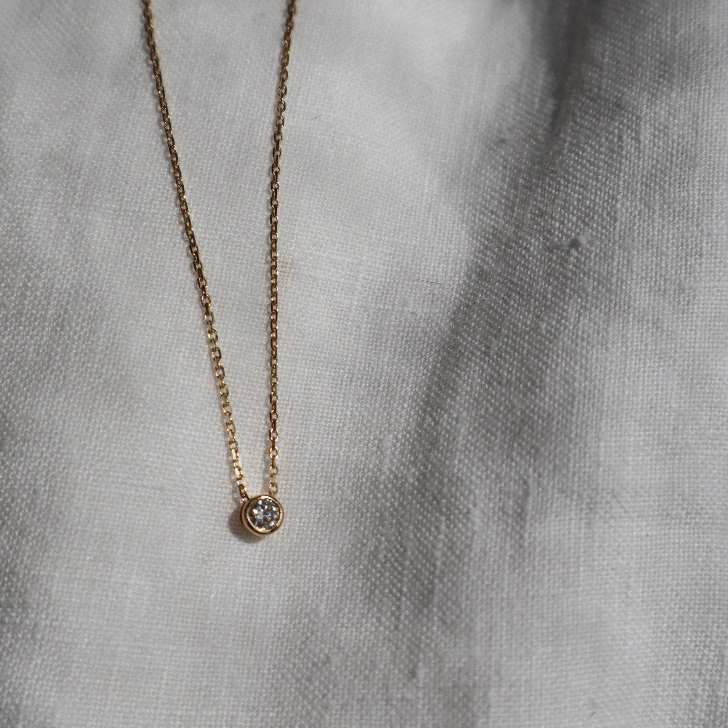 Bezel Set Diamond Solitaire Necklace